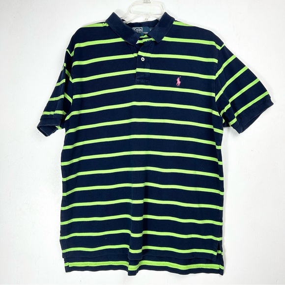 Polo Ralph Lauren’s | men’s blue and green striped polo shirt collared XL - Picture 1 of 15